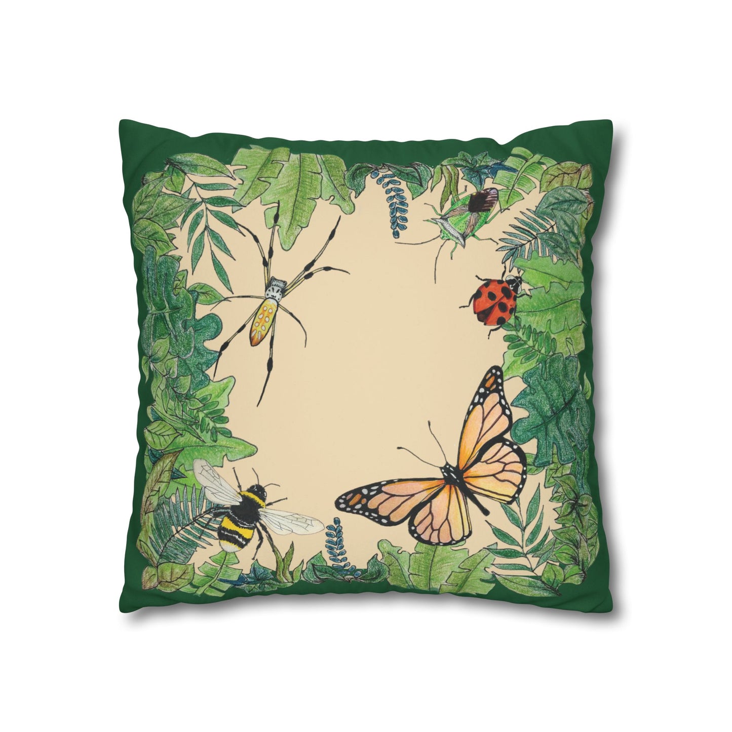 Garden Life - Faux Suede Square Pillow Case - Beige