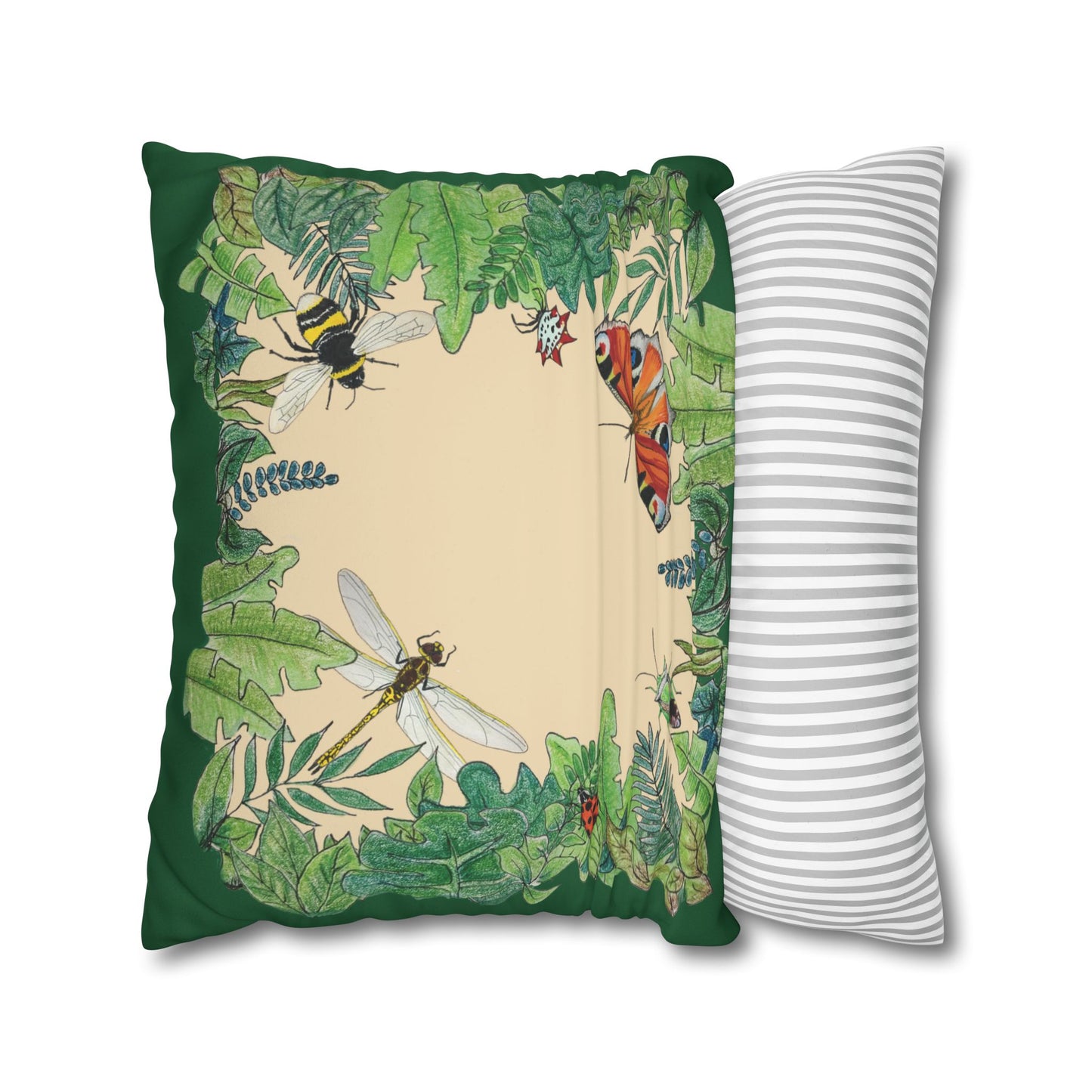 Garden Life - Faux Suede Square Pillow Case - Beige