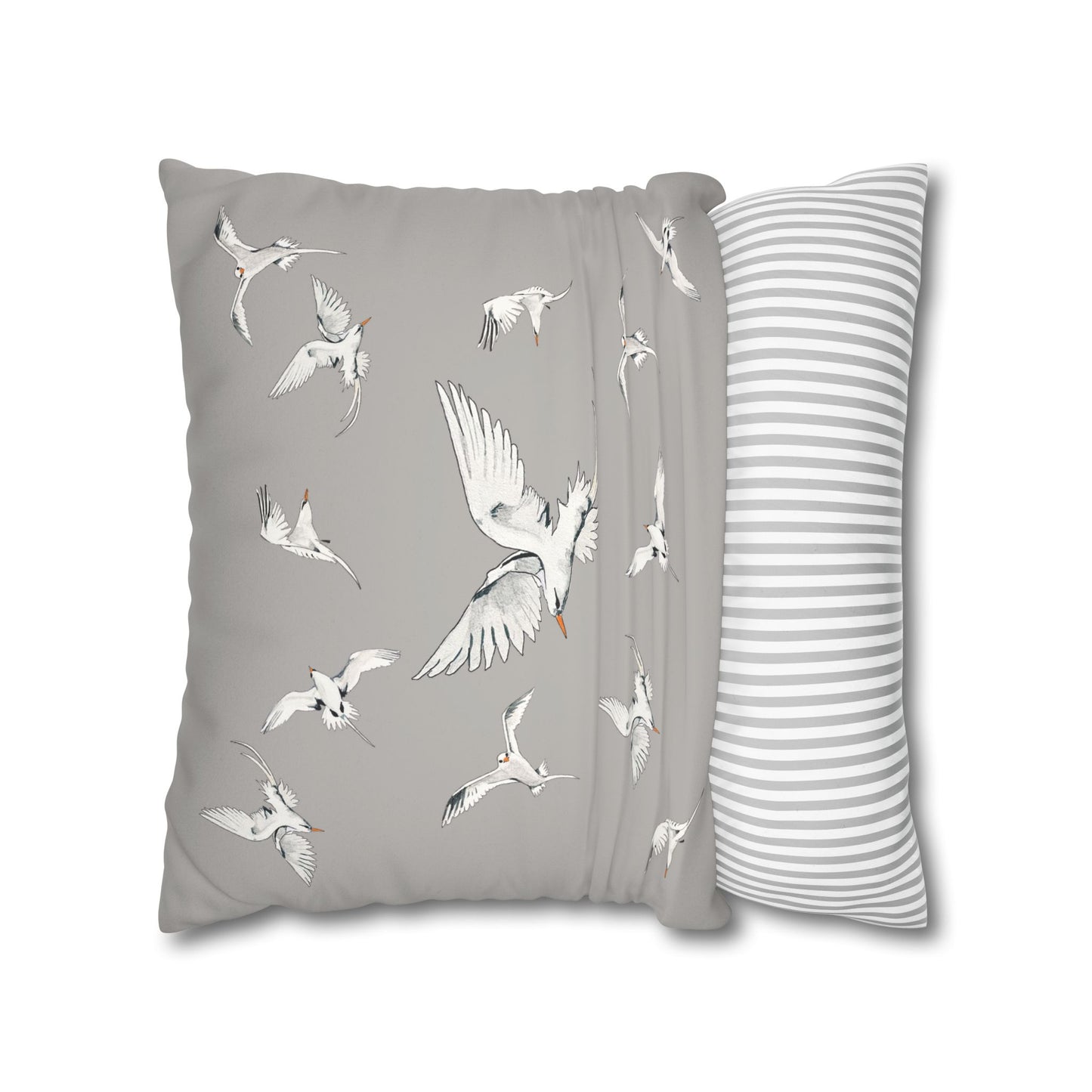 Longtails - Faux Suede Square Pillow Case - Light Grey