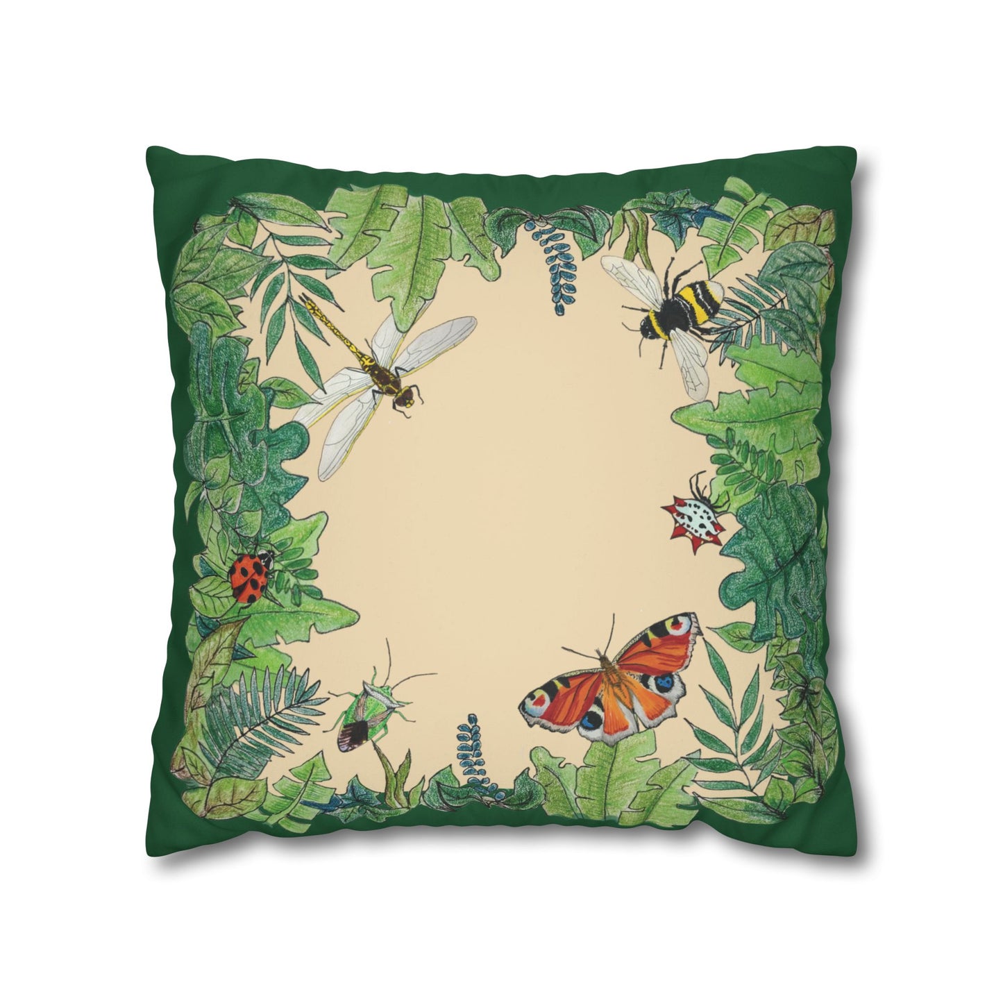 Garden Life - Faux Suede Square Pillow Case - Beige
