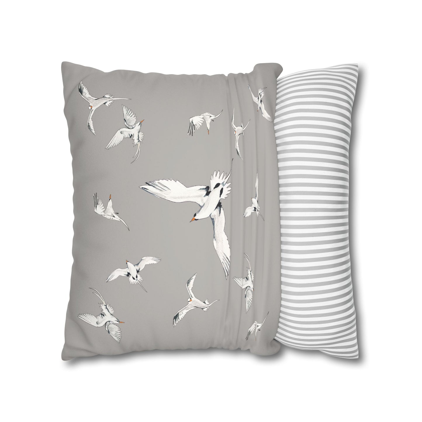 Longtails - Faux Suede Square Pillow Case - Light Grey