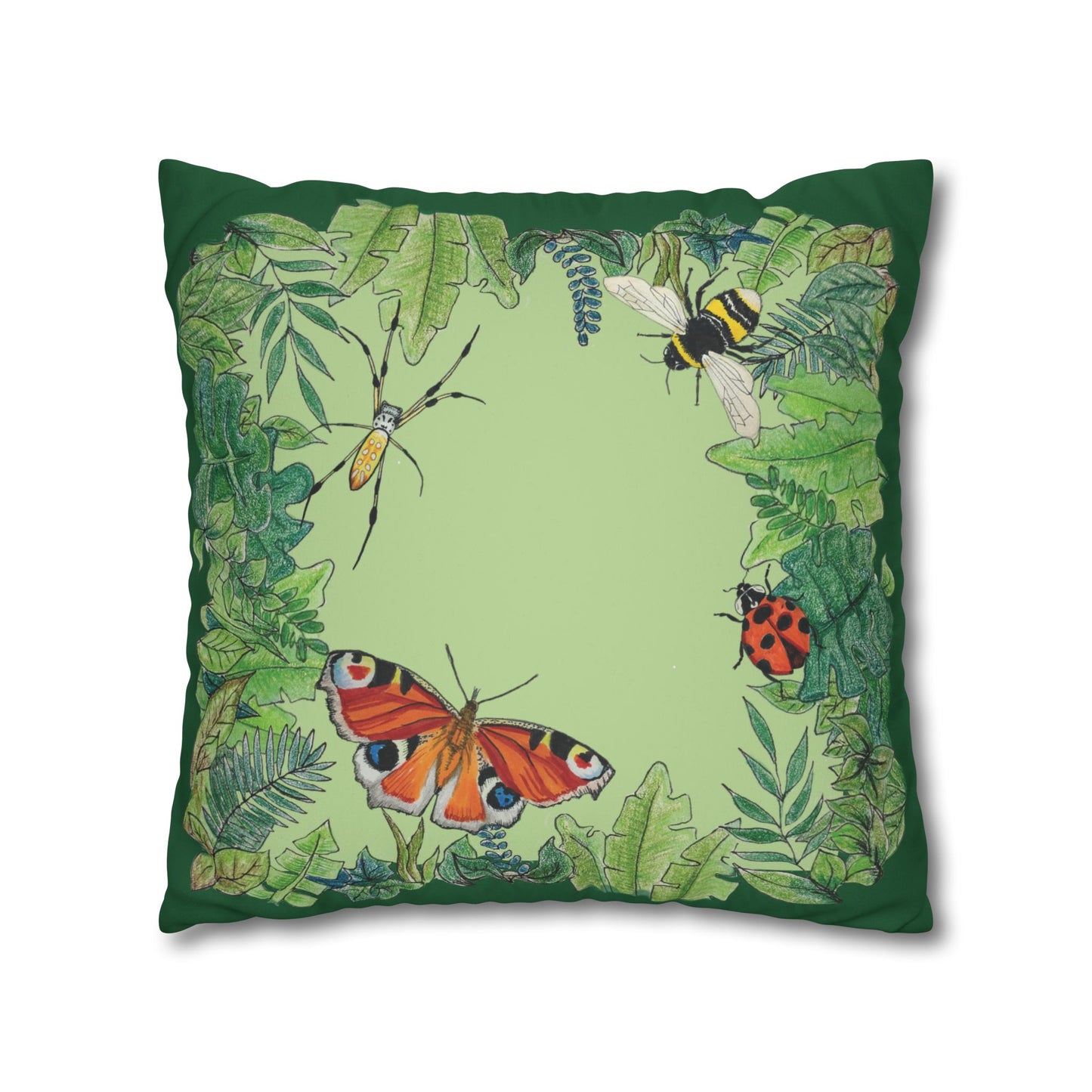 Garden Life - Faux Suede Square Pillow Case - Light Green