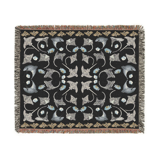 Sargasso Sea - Woven Blanket - Black