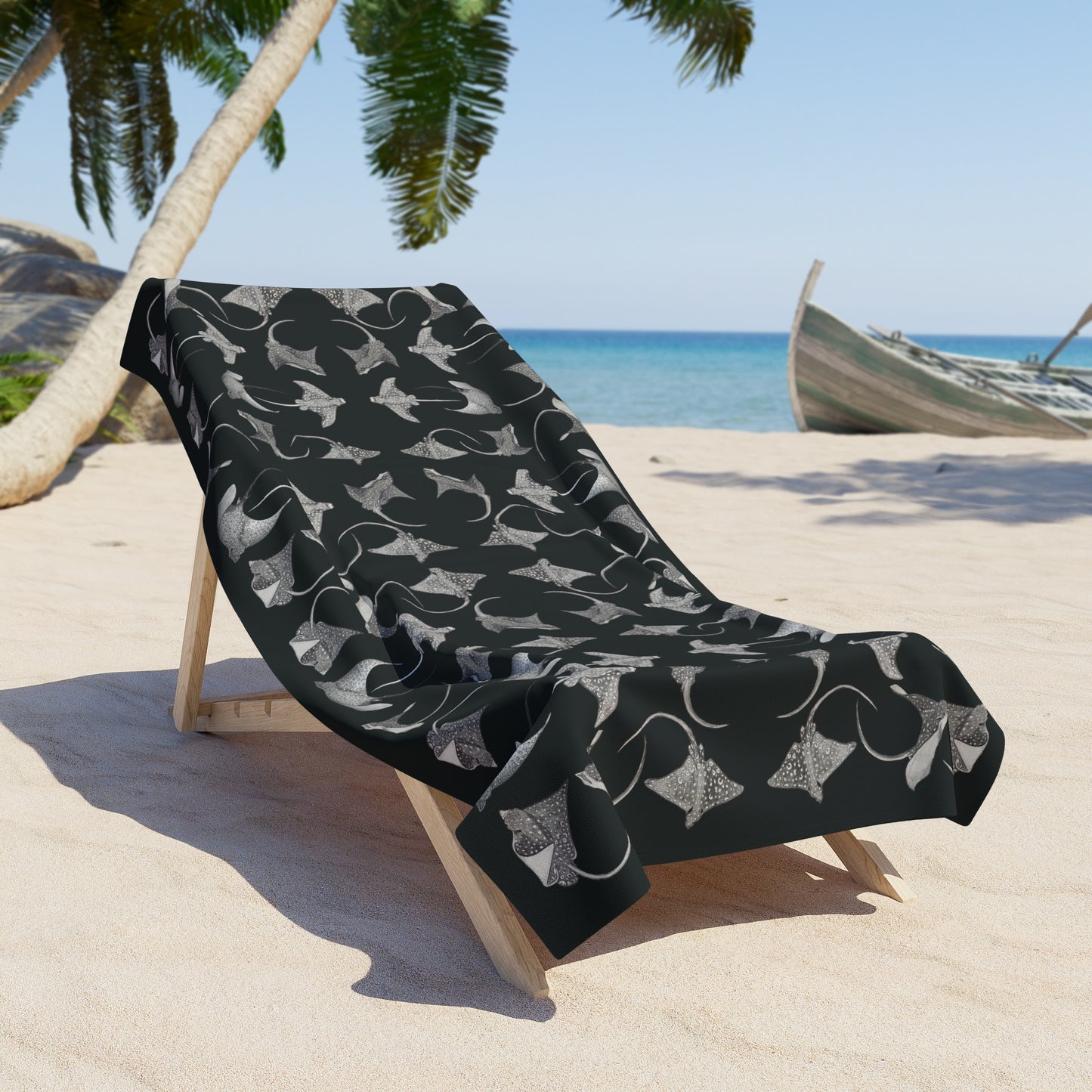 Eagle Ray - Beach Towel - Black