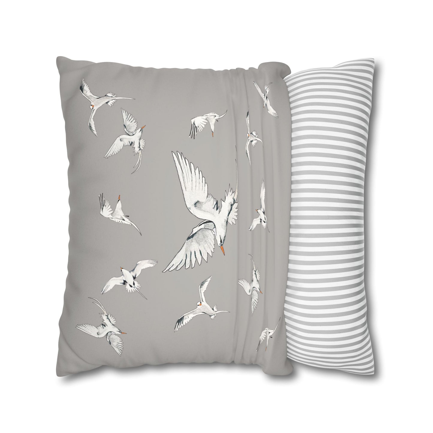 Longtails - Faux Suede Square Pillow Case - Light Grey