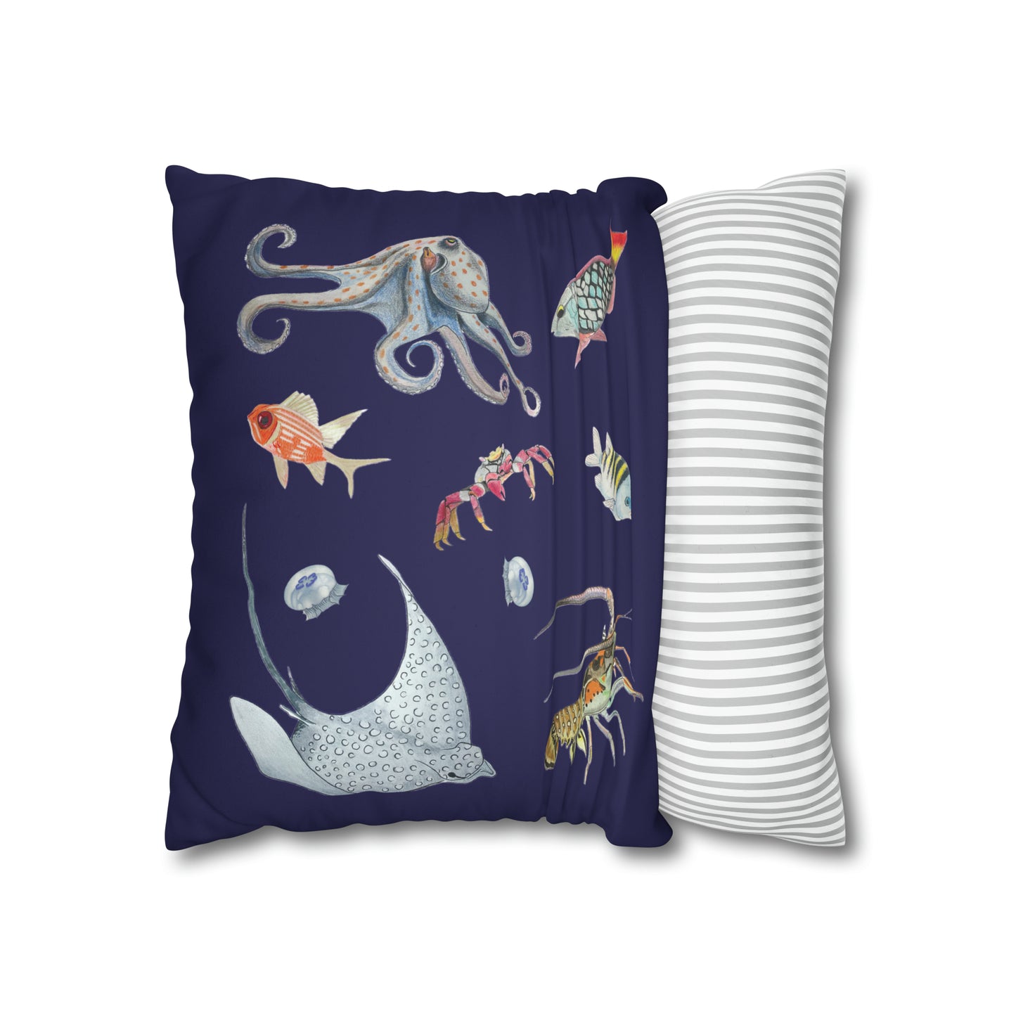 Sargasso Sea - Faux Suede Square Pillow Case - Midnight