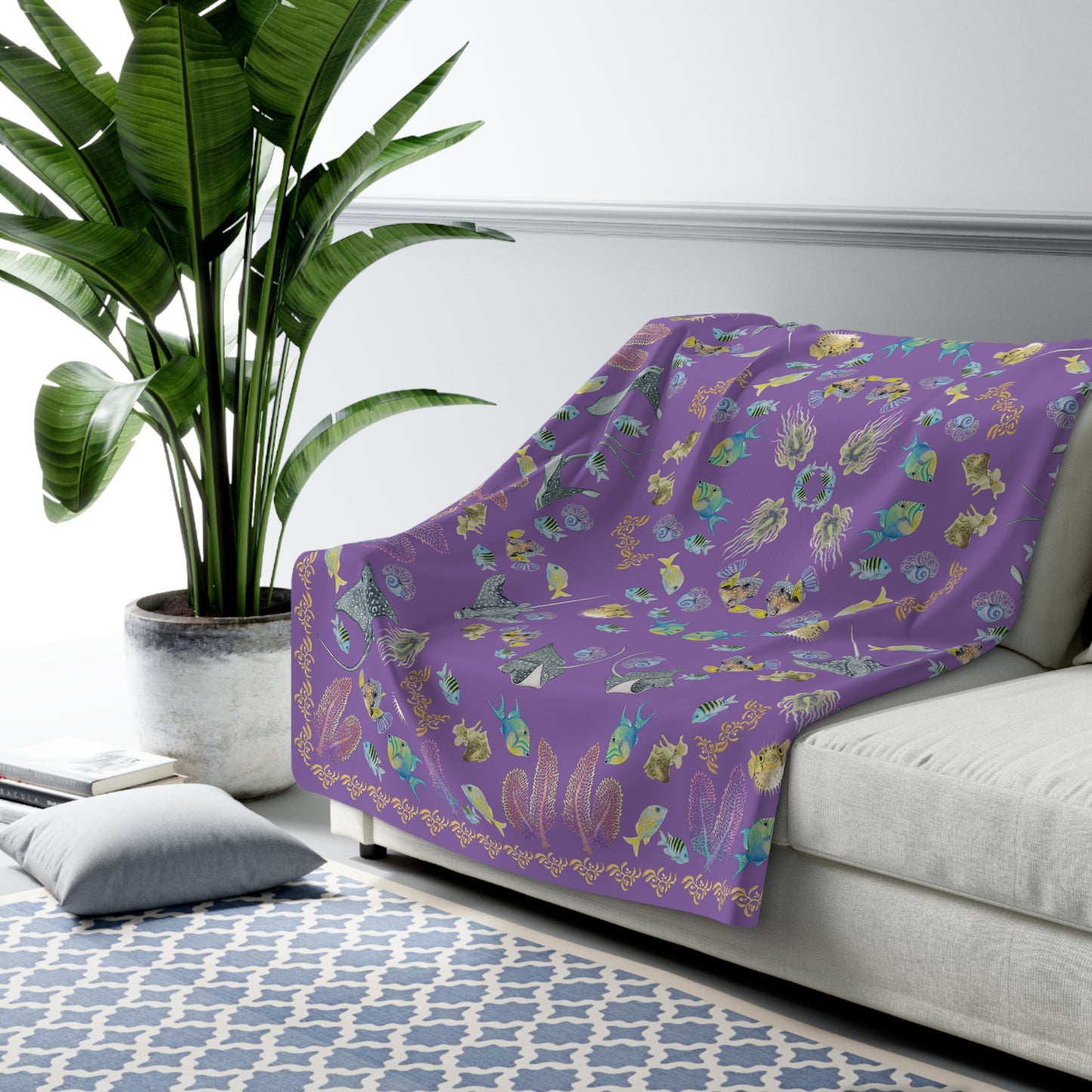 Sargasso Sea - Sherpa Fleece Blanket - Light Purple