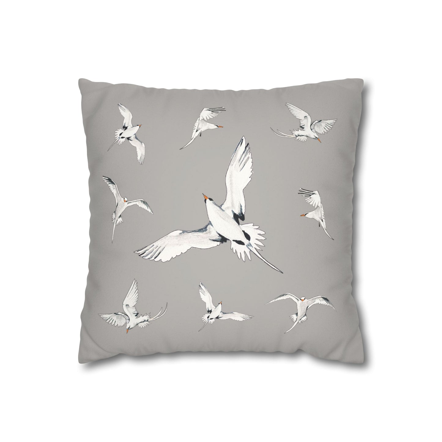 Longtails - Faux Suede Square Pillow Case - Light Grey