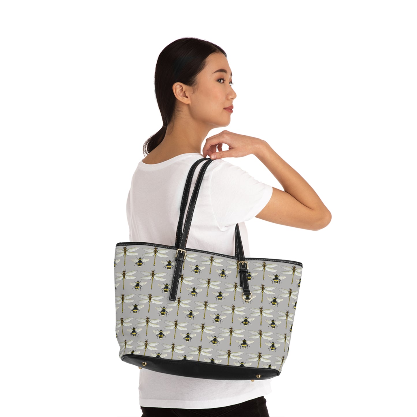 Garden Life -  Leather Shoulder Bag - Light Grey