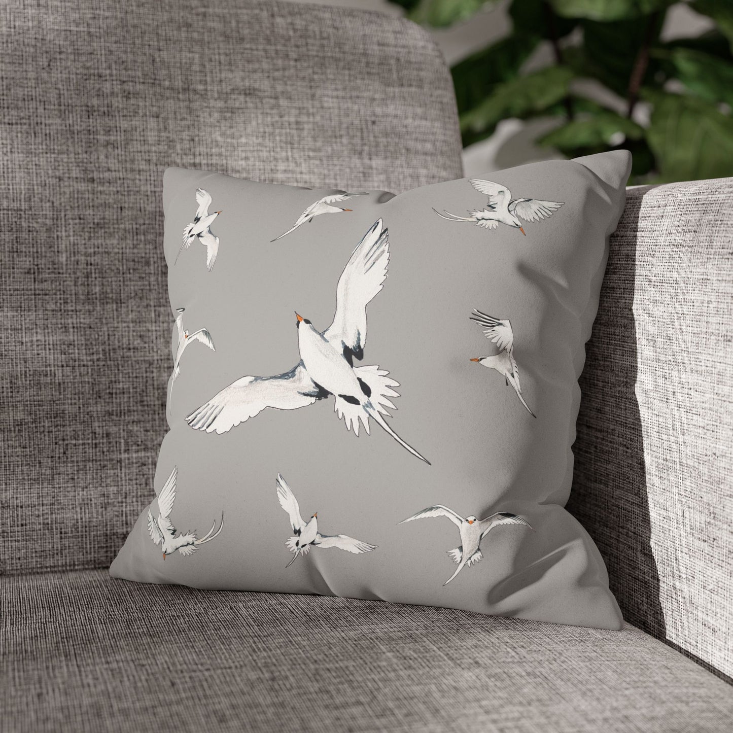 Longtails - Faux Suede Square Pillow Case - Light Grey