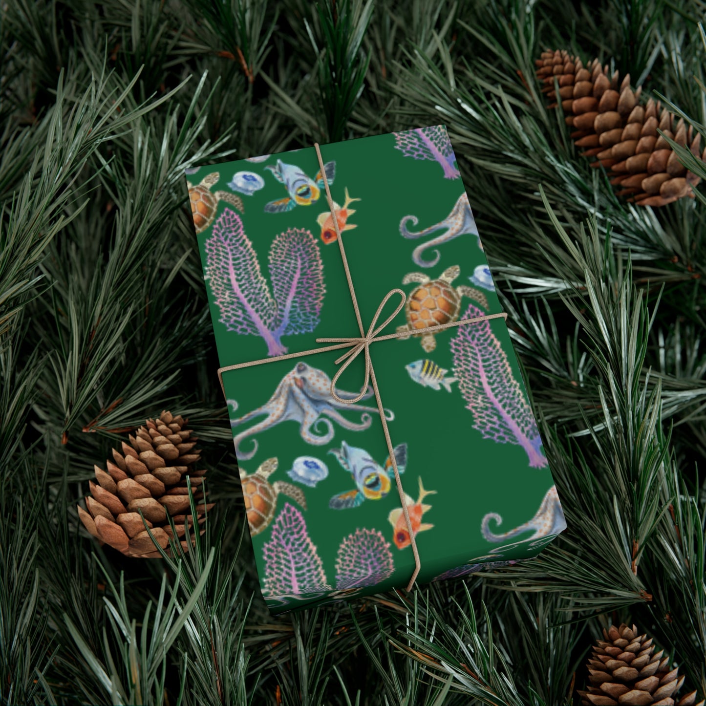 Sargasso Sea - Gift Wrap - Forest Green