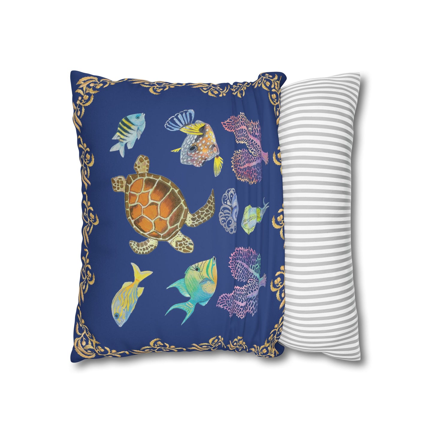 Sargasso Sea - Faux Suede Square Pillow Case - Dark Blue