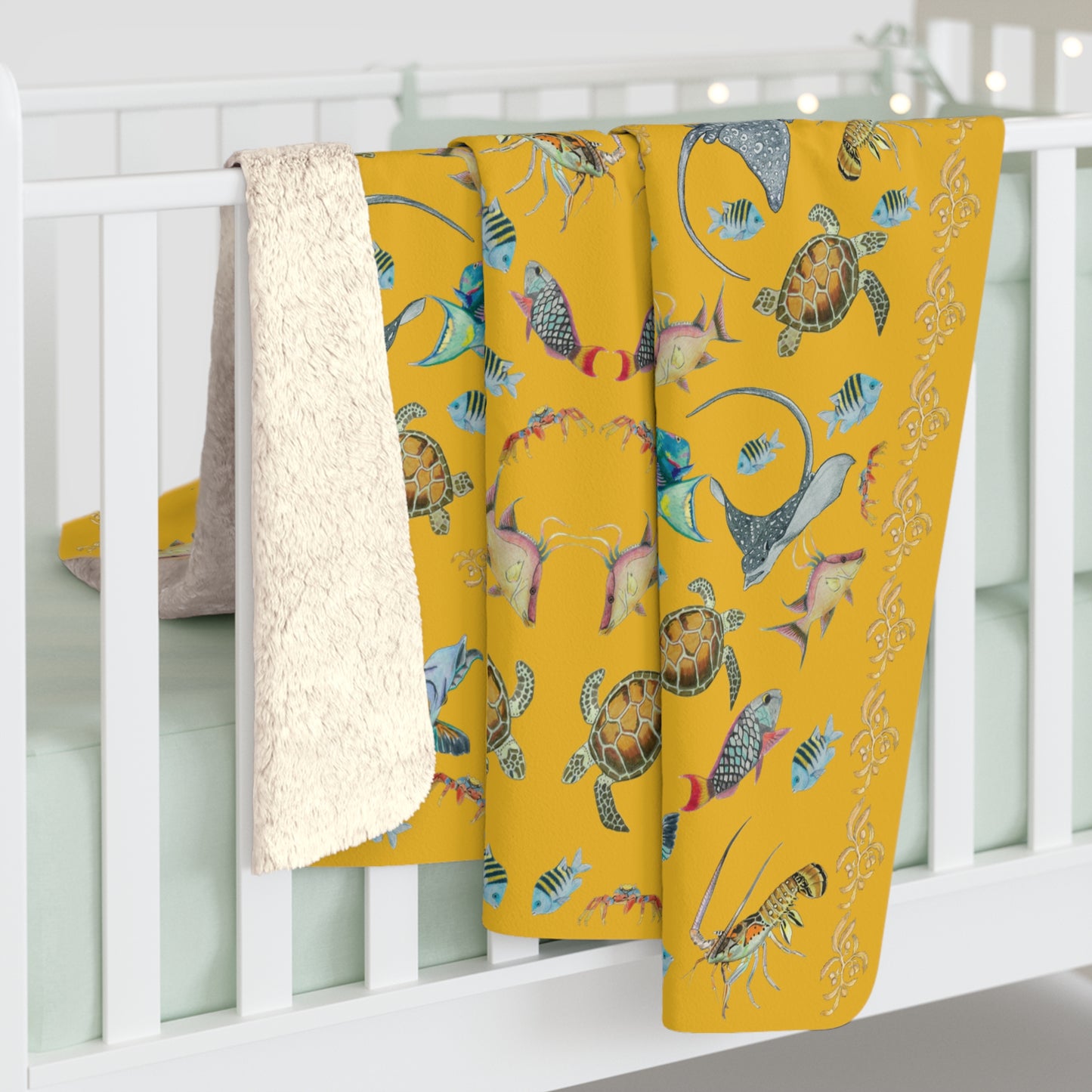 Sargasso Sea - Sherpa Fleece Blanket - Mango