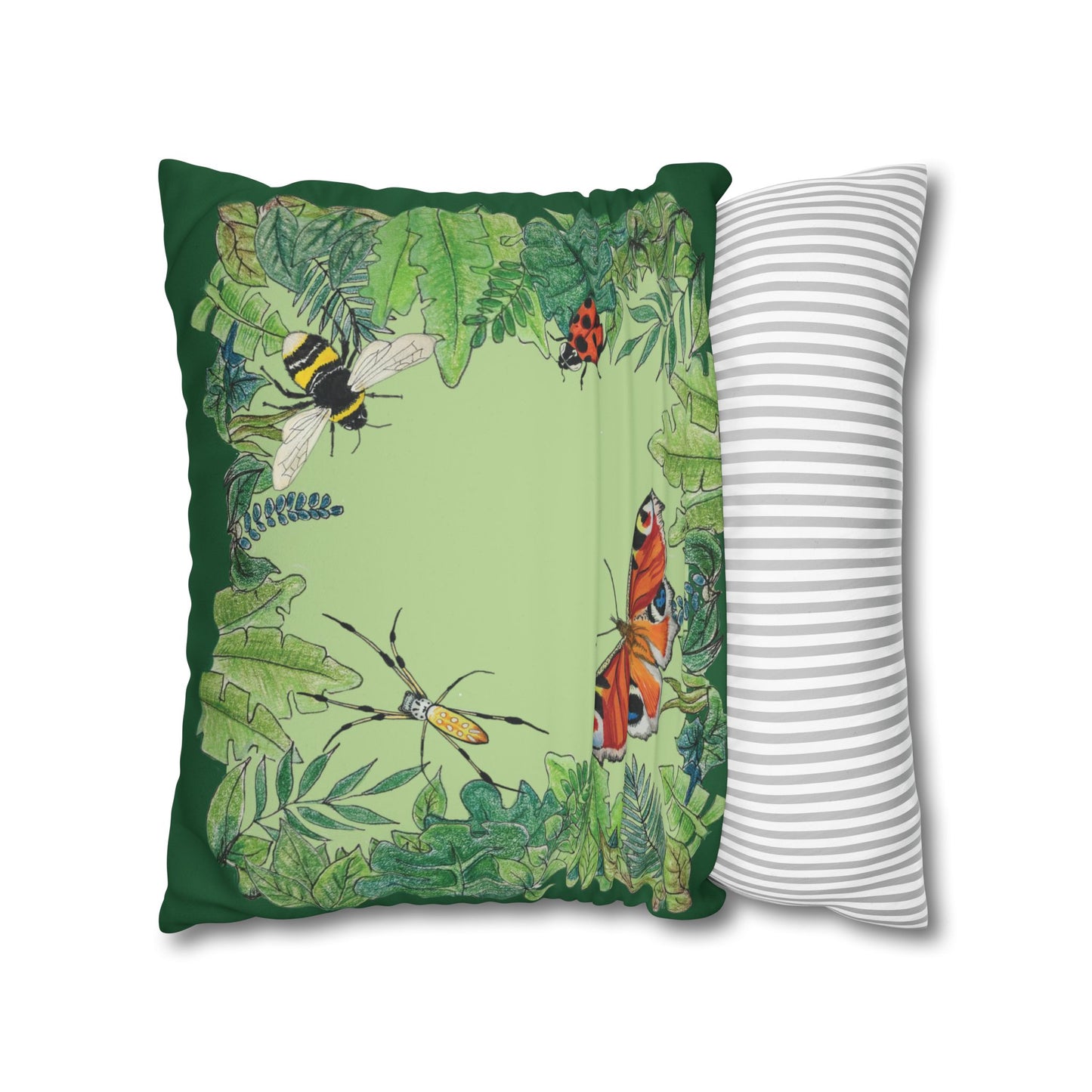 Garden Life - Faux Suede Square Pillow Case - Light Green