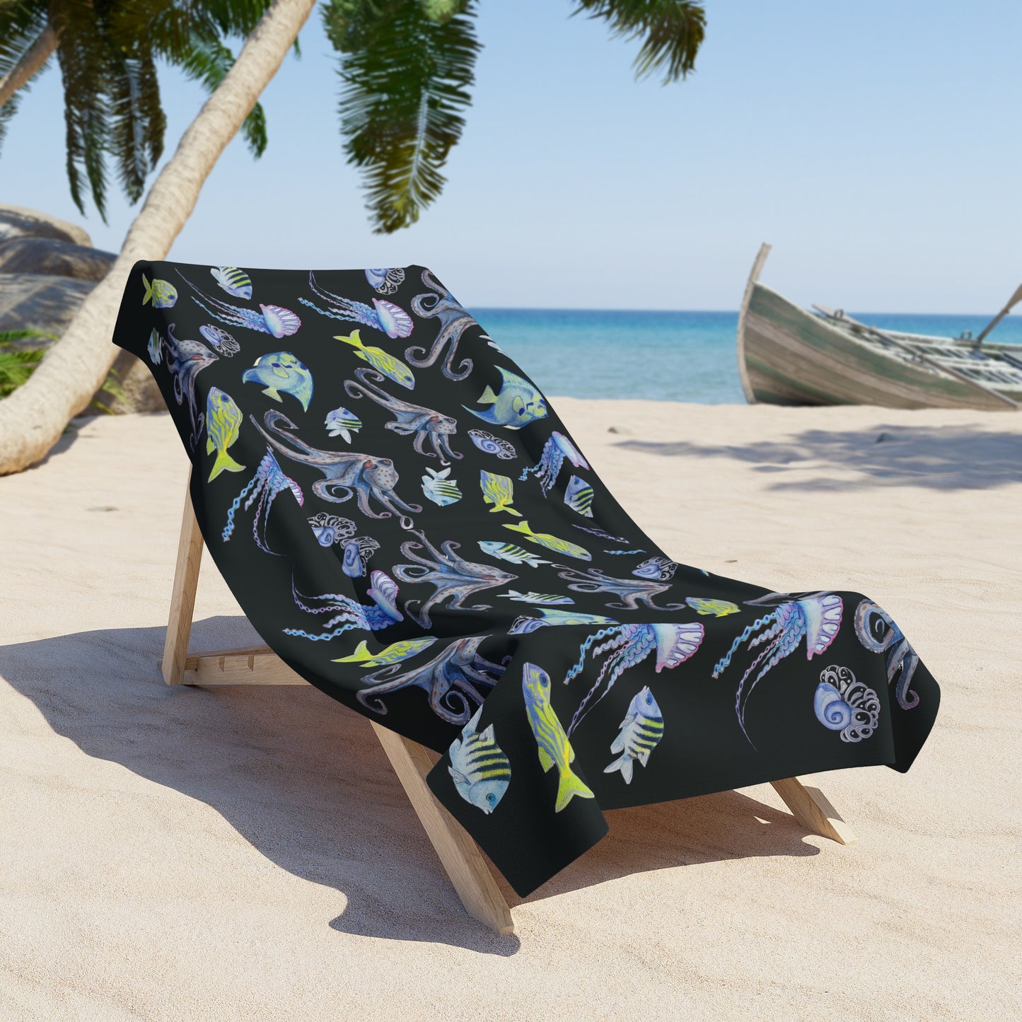 Sargasso Sea - Beach Towel - Black