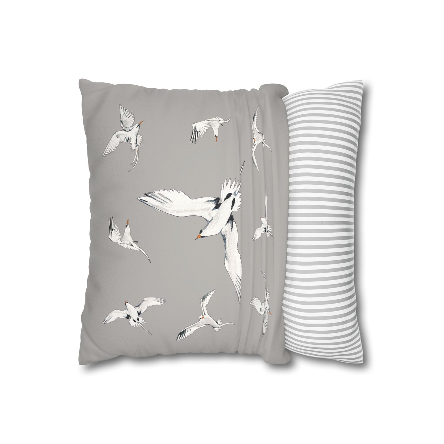 Longtails - Faux Suede Square Pillow Case - Light Grey
