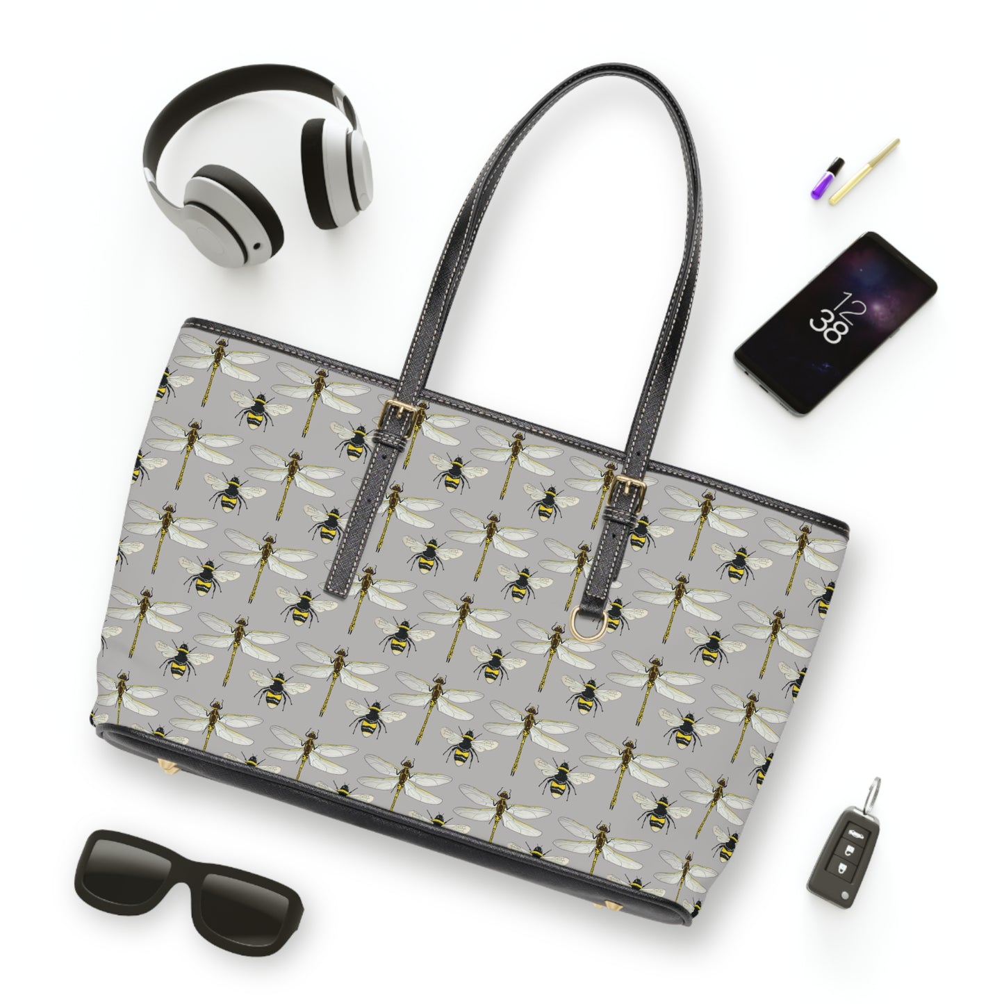 Garden Life -  Leather Shoulder Bag - Light Grey