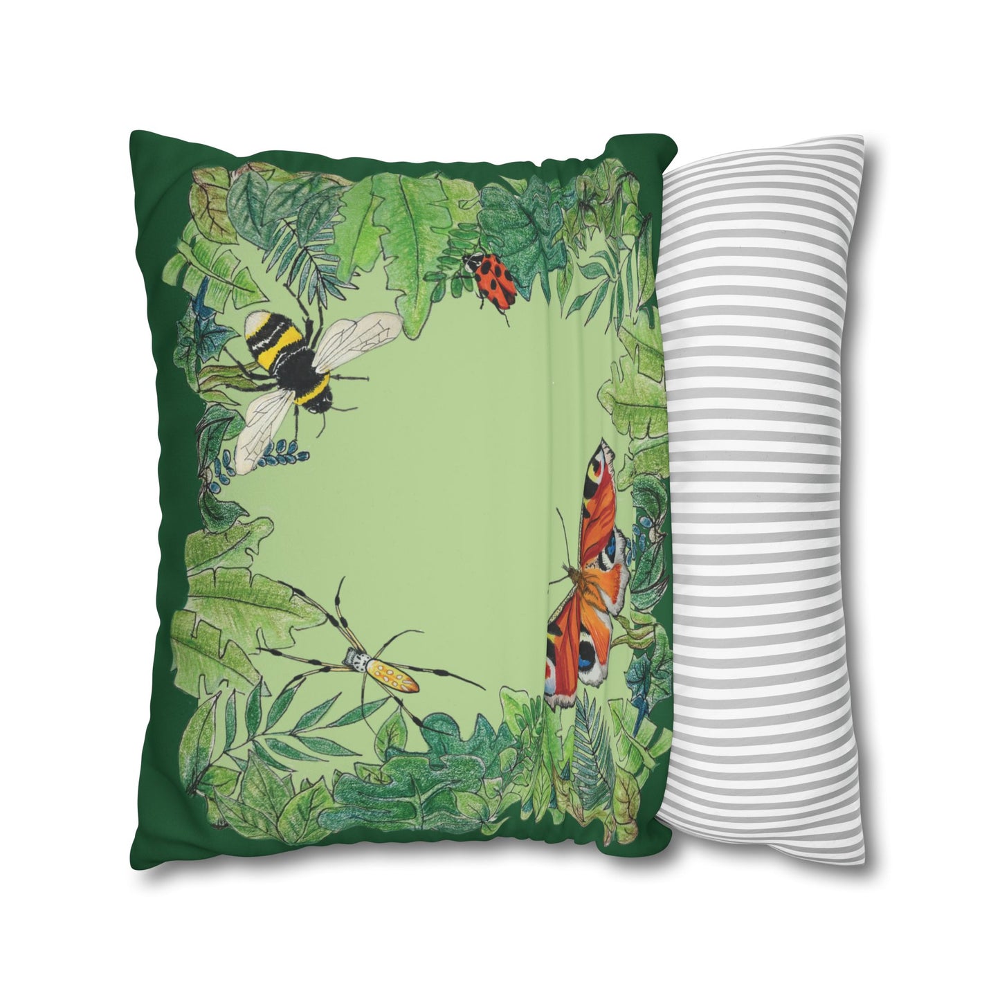 Garden Life - Faux Suede Square Pillow Case - Light Green