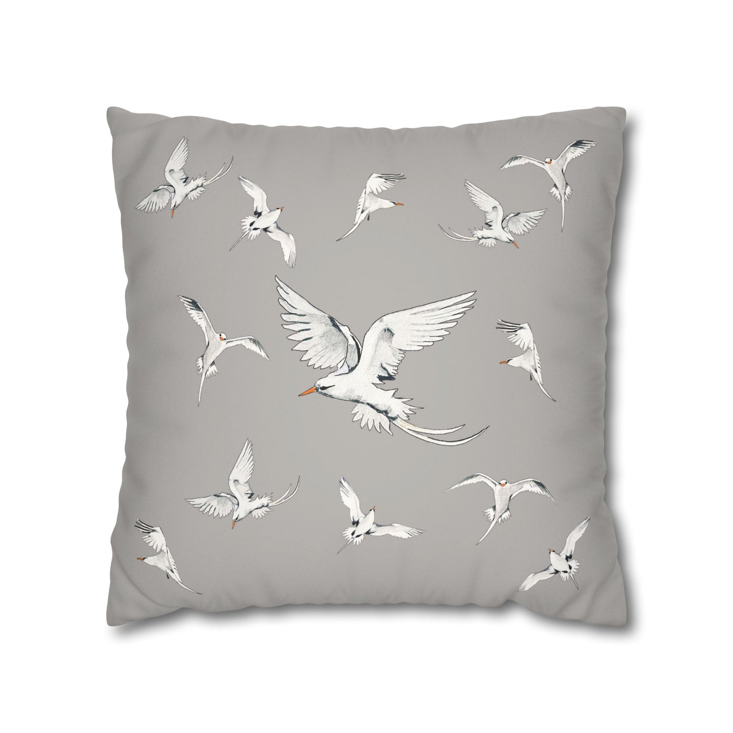 Longtails - Faux Suede Square Pillow Case - Light Grey
