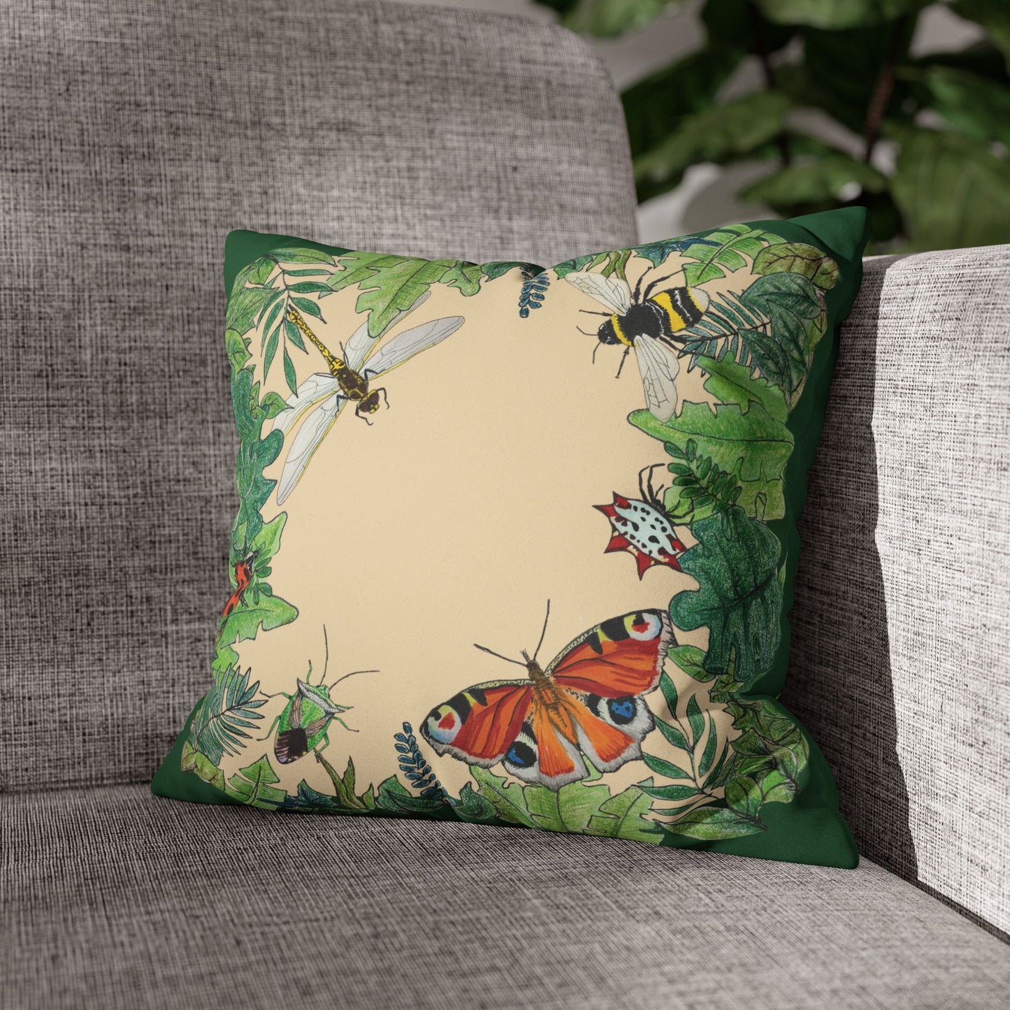 Garden Life - Faux Suede Square Pillow Case - Beige