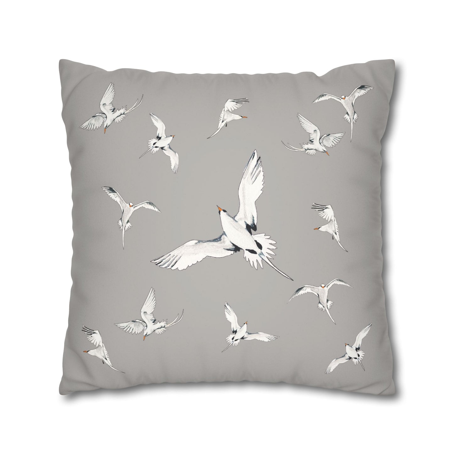 Longtails - Faux Suede Square Pillow Case - Light Grey