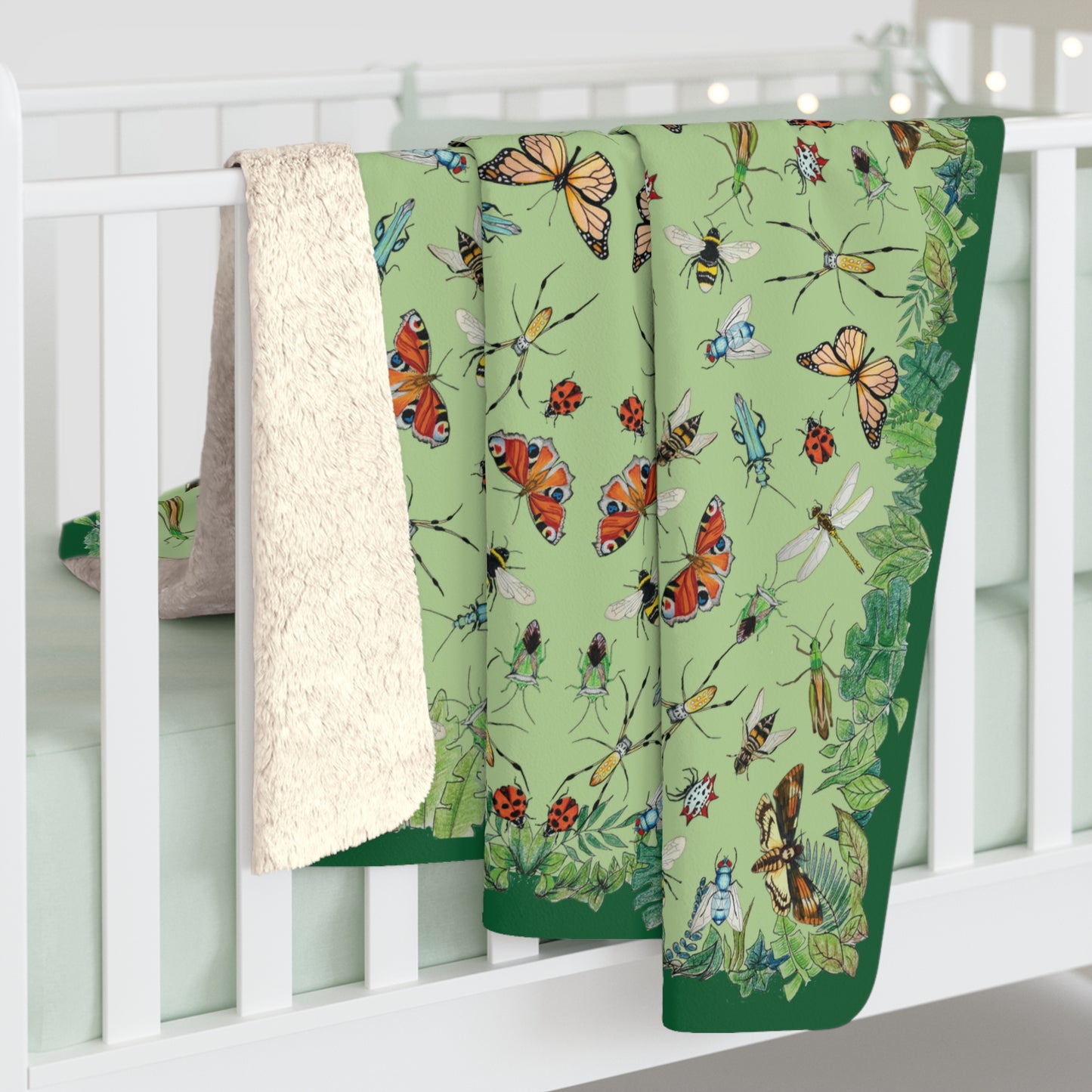 Garden Life - Sherpa Fleece Blanket - Light Green