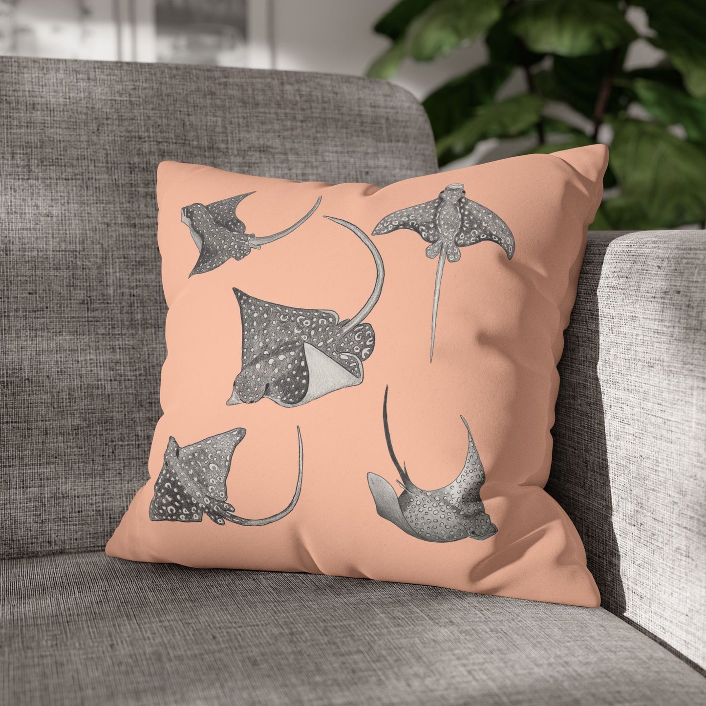 Eagle Ray - Faux Suede Square Pillow Case - Bermuda Sand