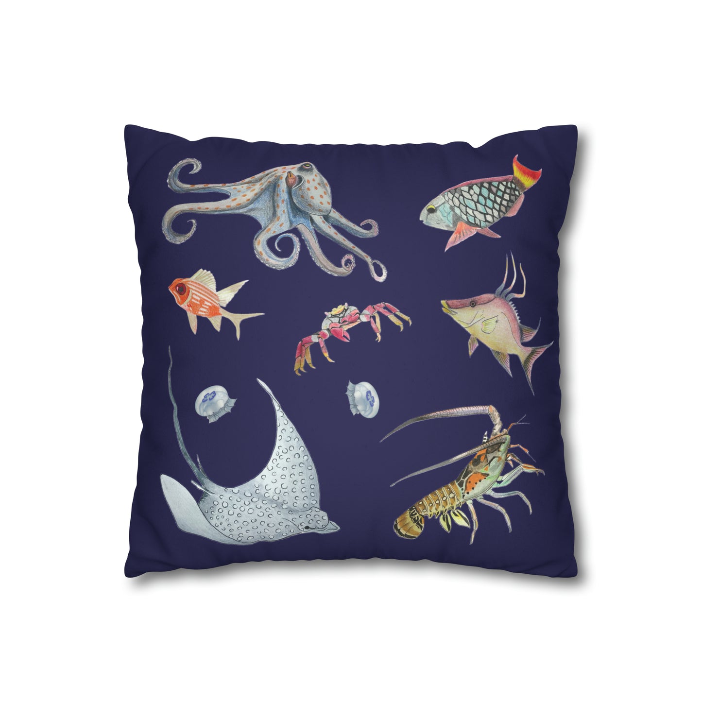 Sargasso Sea - Faux Suede Square Pillow Case - Midnight