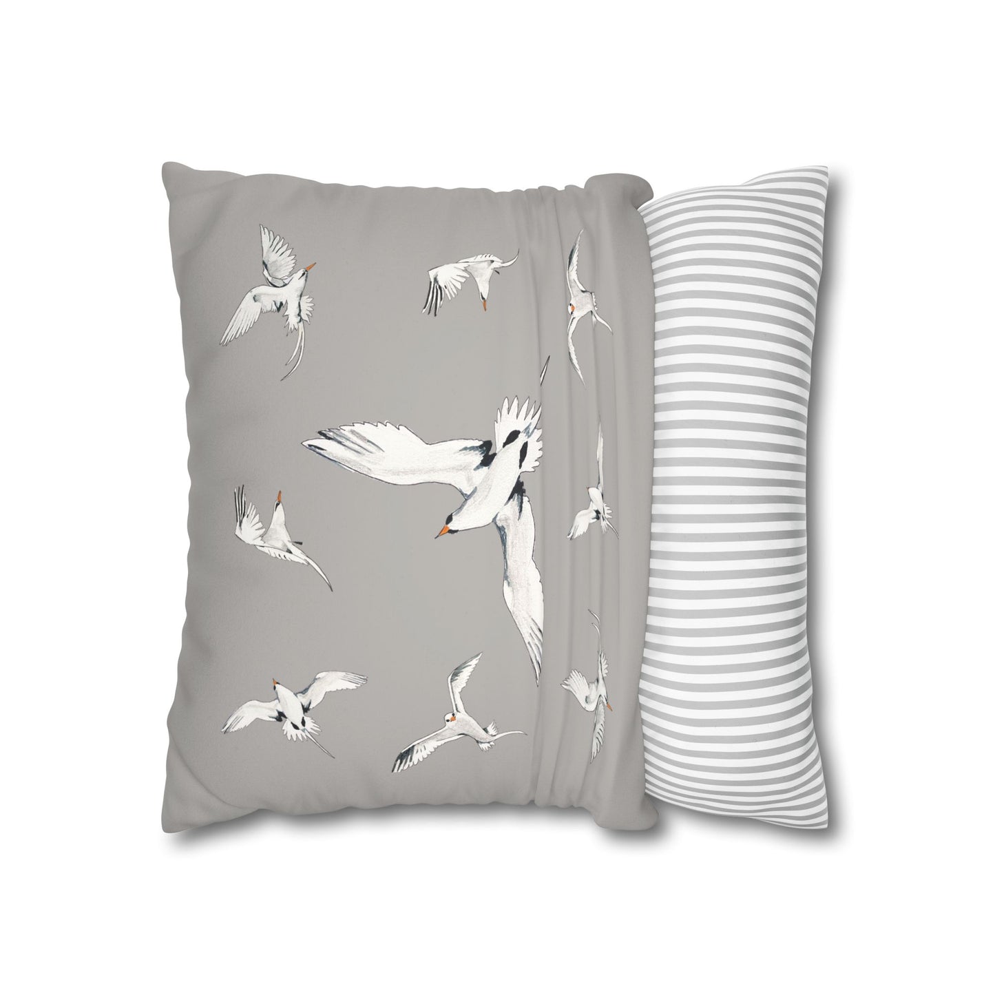 Longtails - Faux Suede Square Pillow Case - Light Grey