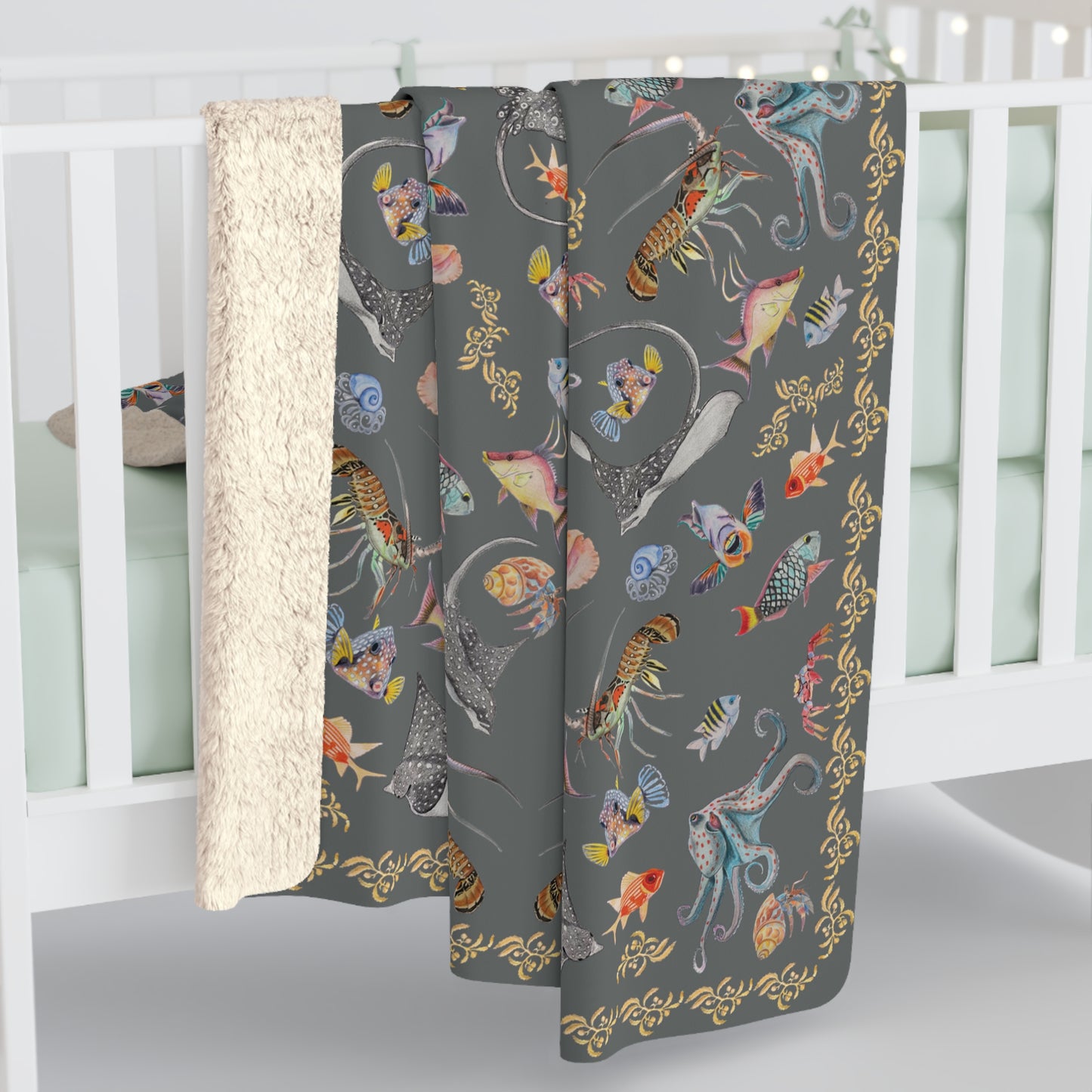 Sargasso Sea - Sherpa Fleece Blanket - Dark Grey