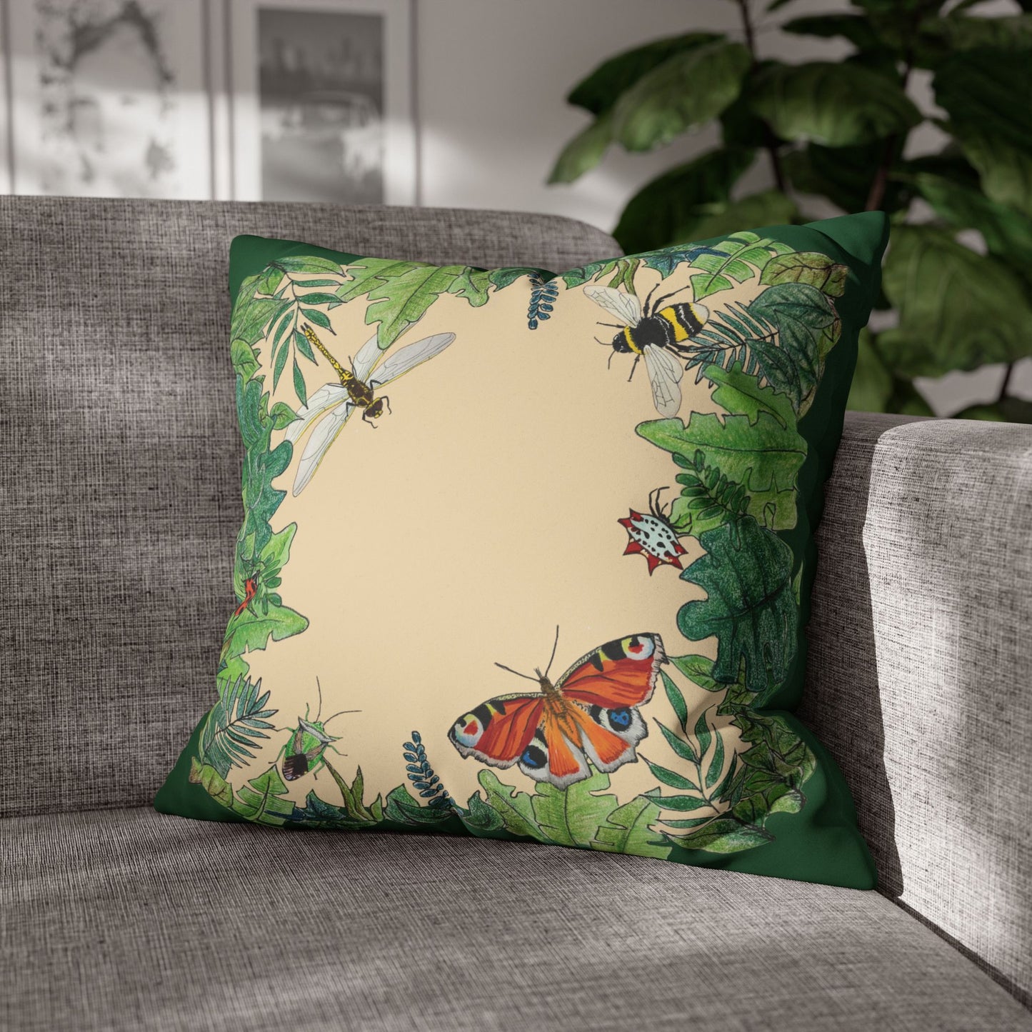 Garden Life - Faux Suede Square Pillow Case - Beige