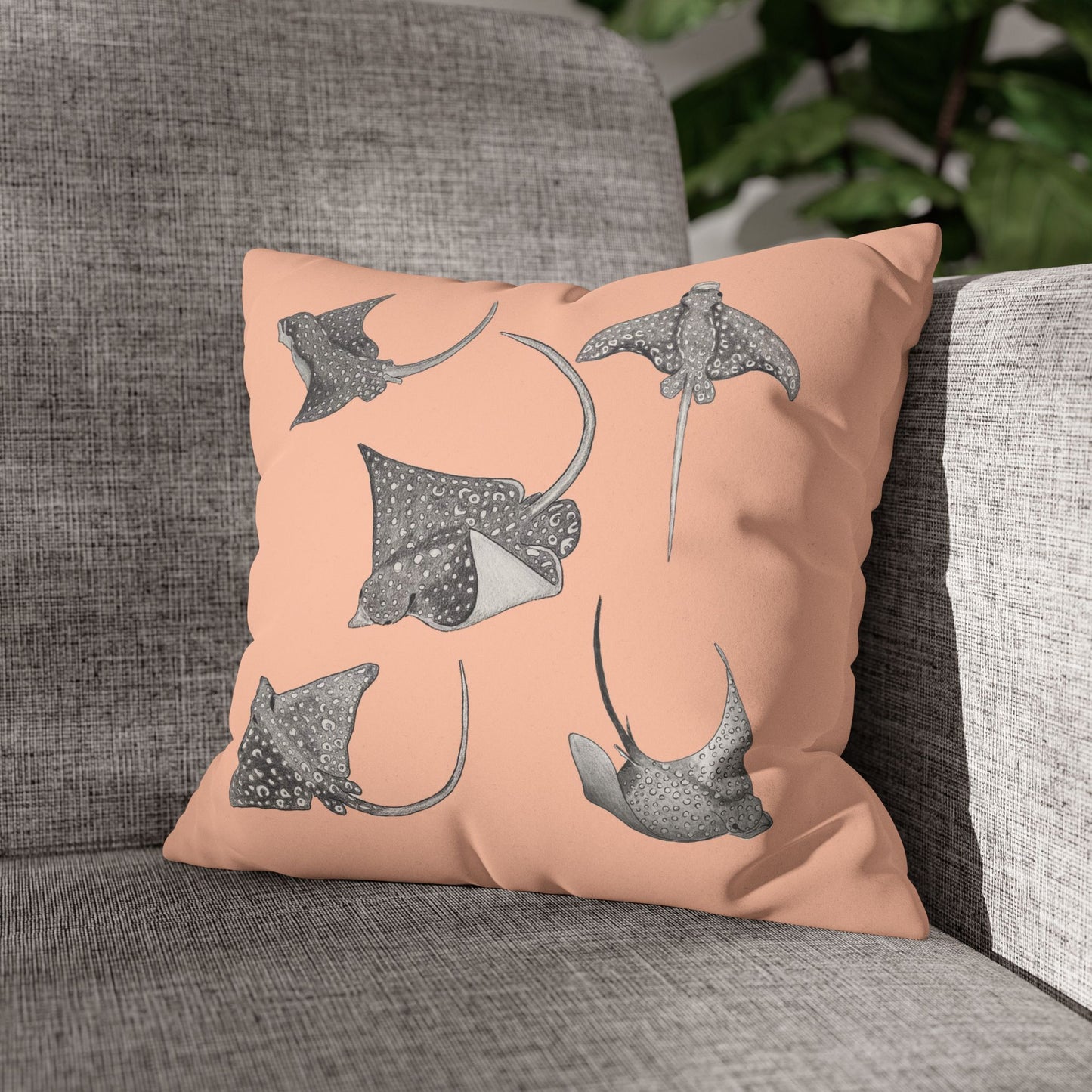 Eagle Ray - Faux Suede Square Pillow Case - Bermuda Sand