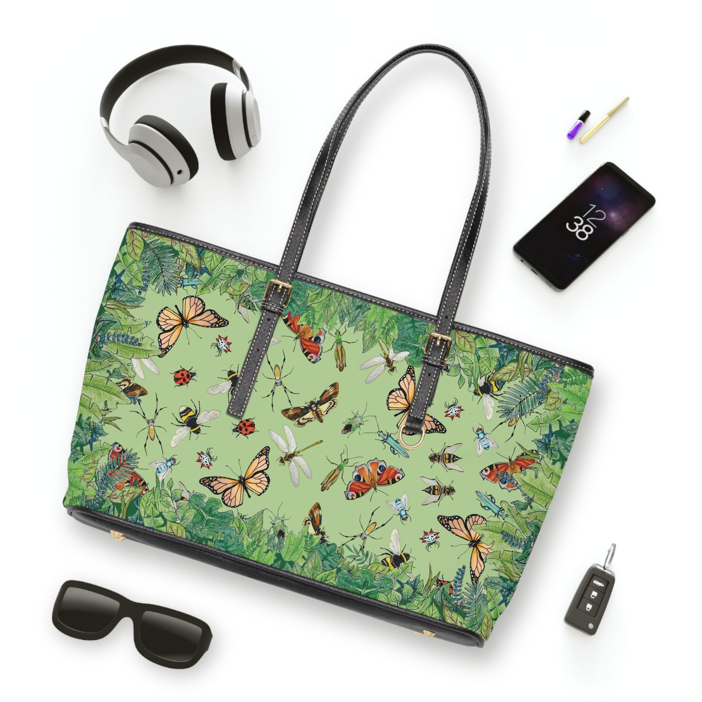 Garden Life -  Leather Shoulder Bag - Light Green