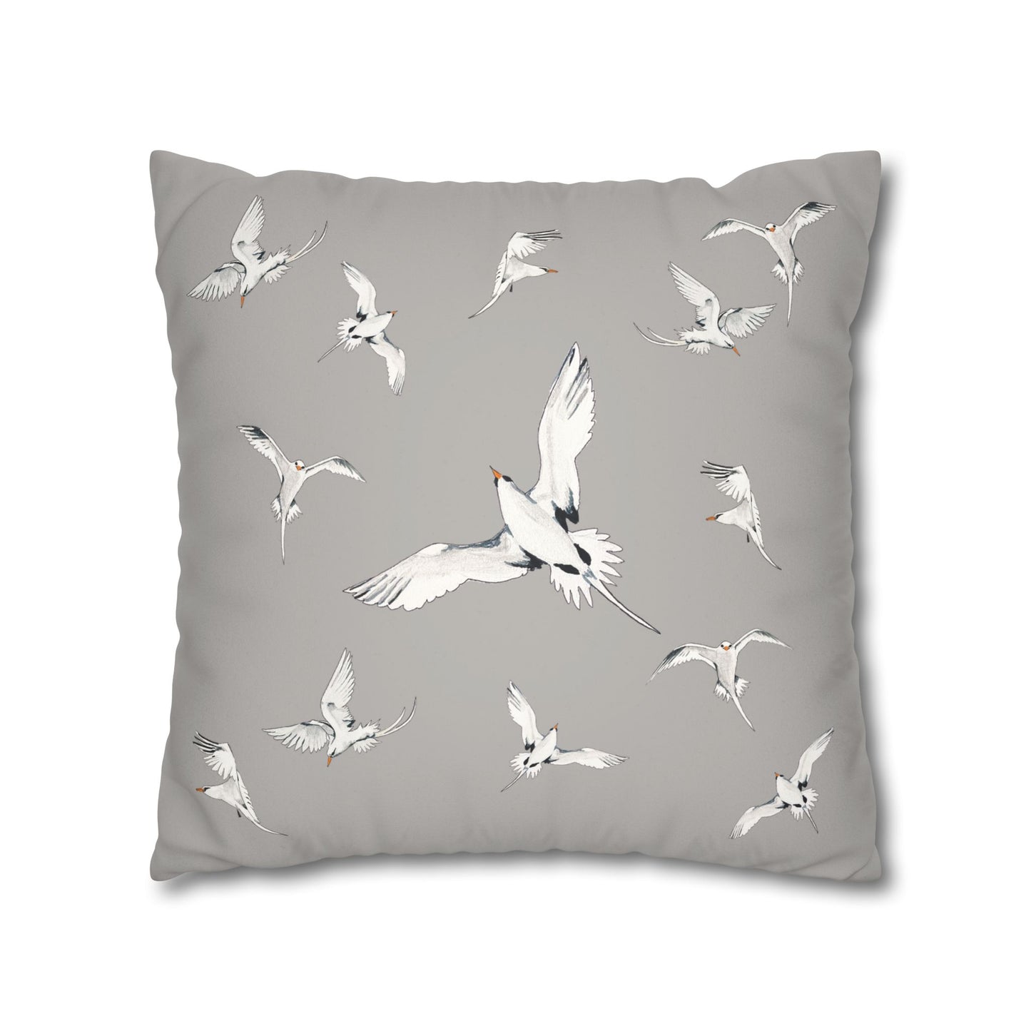 Longtails - Faux Suede Square Pillow Case - Light Grey