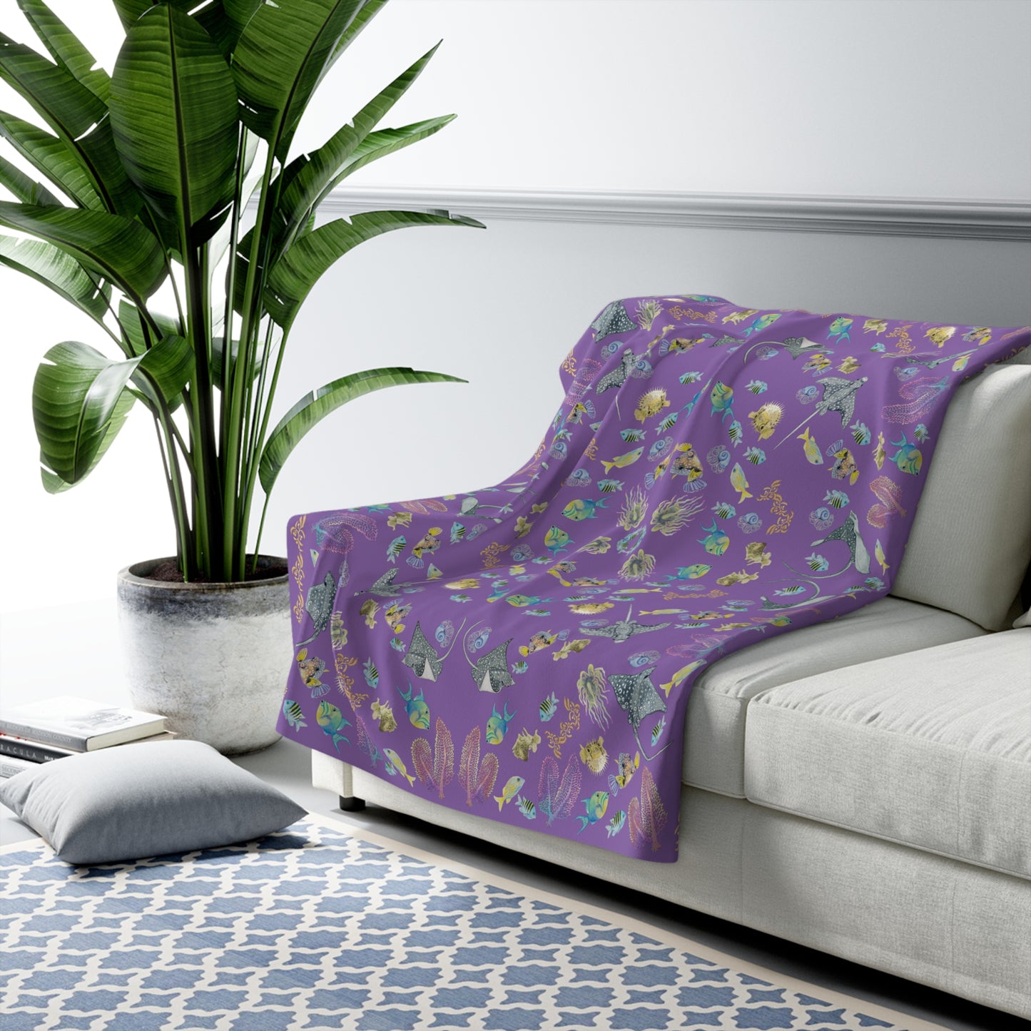 Sargasso Sea - Sherpa Fleece Blanket - Light Purple