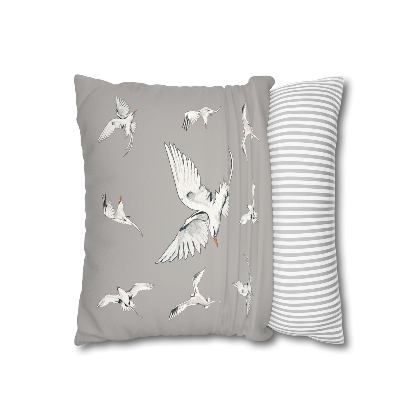 Longtails - Faux Suede Square Pillow Case - Light Grey