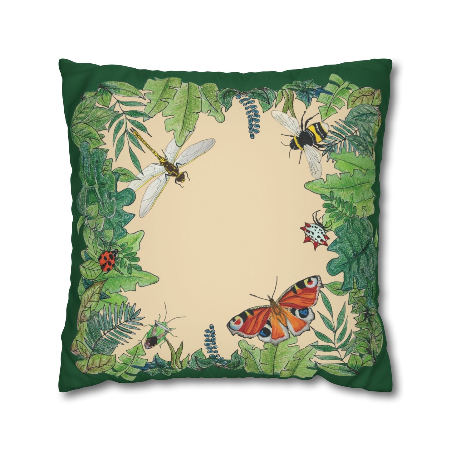 Garden Life - Faux Suede Square Pillow Case - Beige