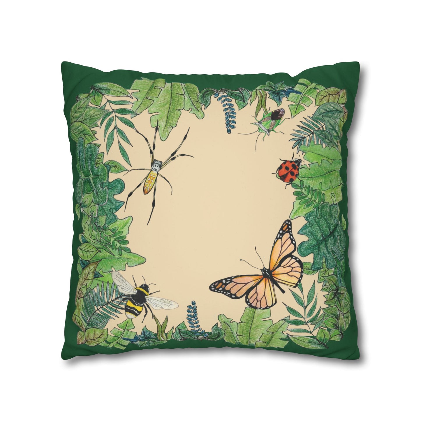 Garden Life - Faux Suede Square Pillow Case - Beige