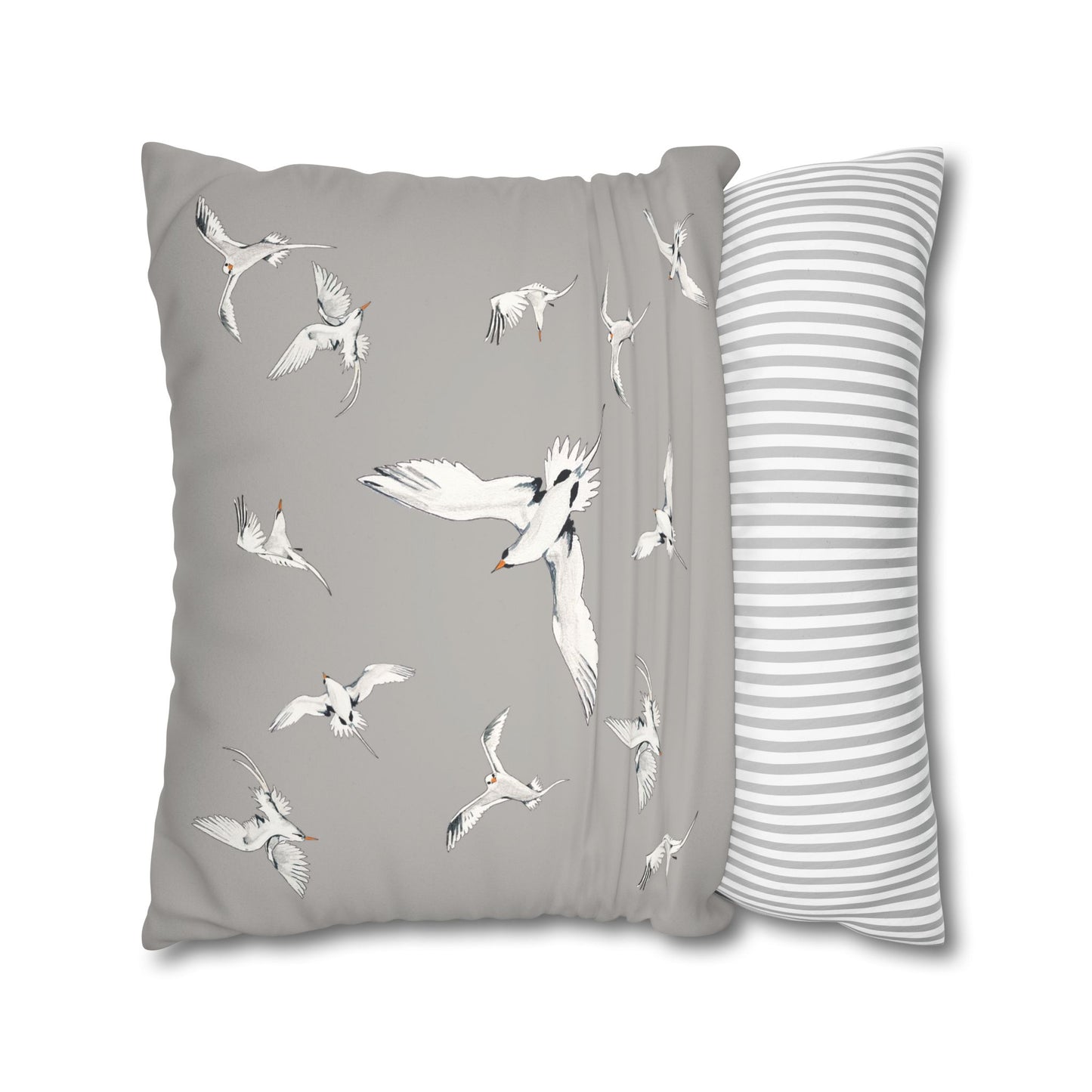 Longtails - Faux Suede Square Pillow Case - Light Grey