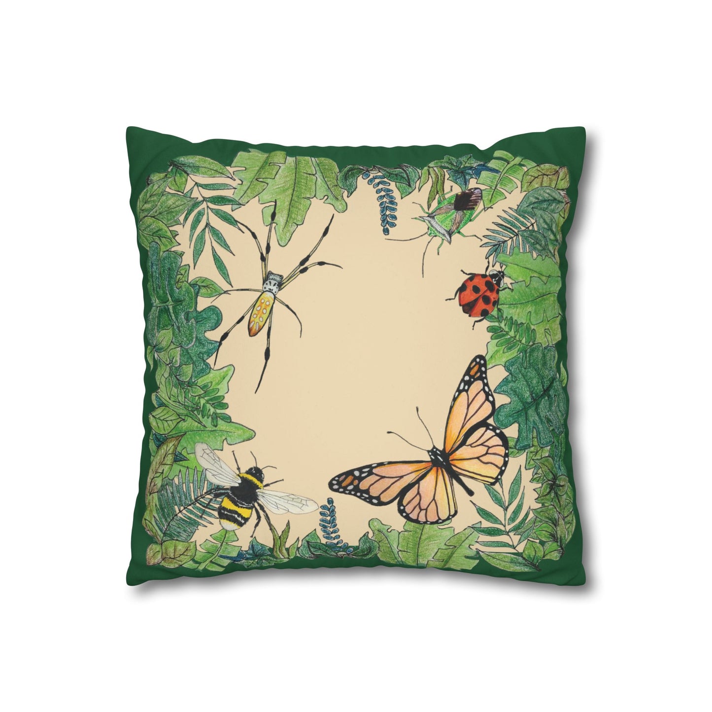 Garden Life - Faux Suede Square Pillow Case - Beige