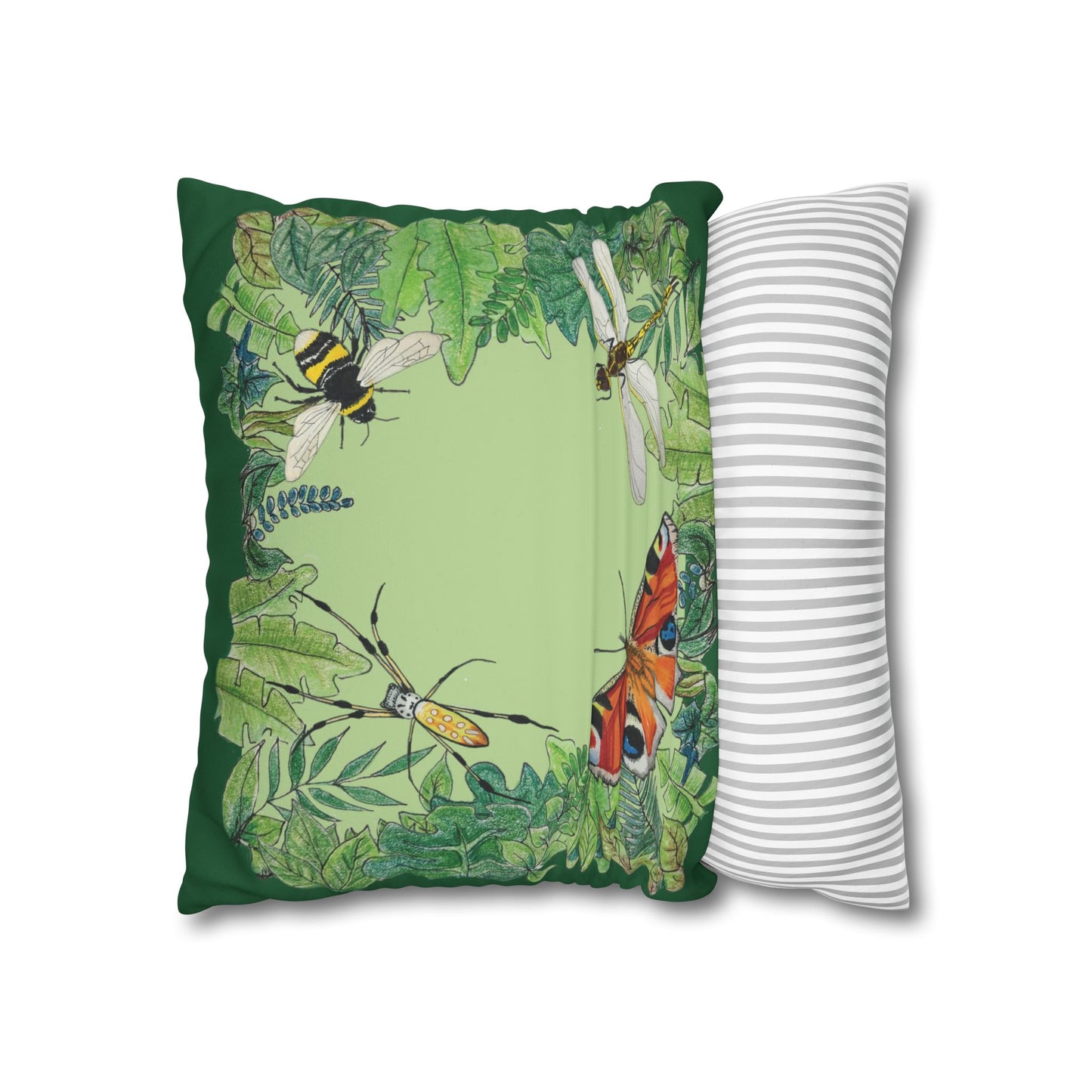 Garden Life - Faux Suede Square Pillow Case - Light Green