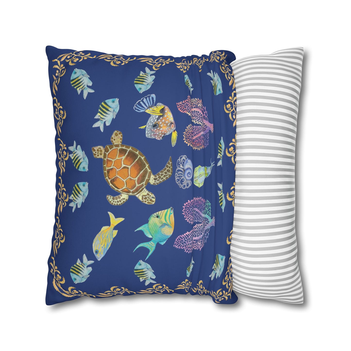 Sargasso Sea - Faux Suede Square Pillow Case - Dark Blue