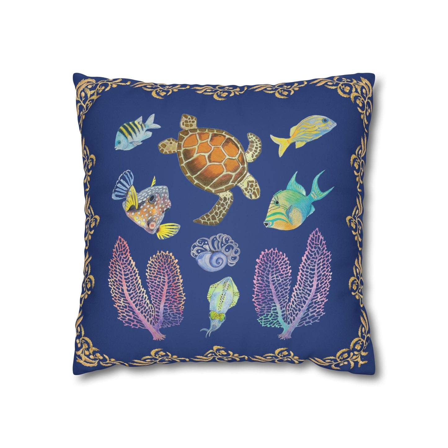 Sargasso Sea - Faux Suede Square Pillow Case - Dark Blue