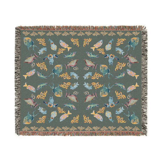 Sargasso Sea - Woven Blanket - Dark Grey