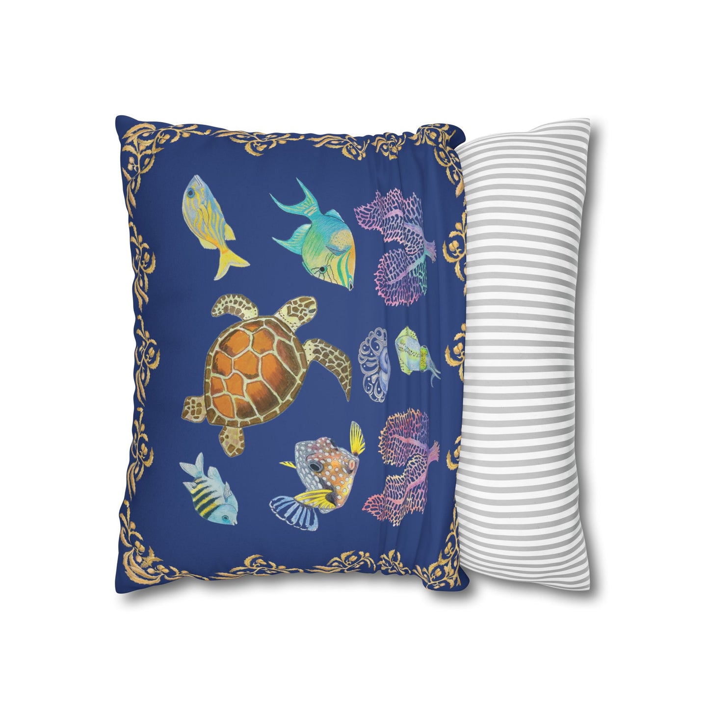 Sargasso Sea - Faux Suede Square Pillow Case - Dark Blue