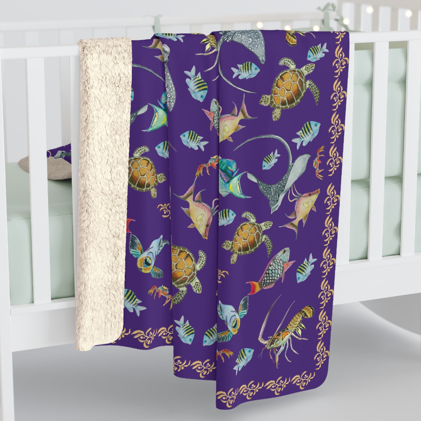 Sargasso Sea - Sherpa Fleece Blanket - Deep Purple