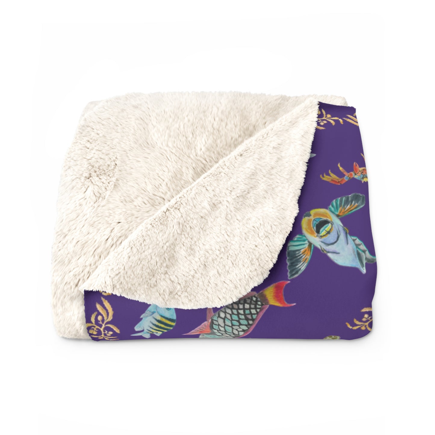 Sargasso Sea - Sherpa Fleece Blanket - Deep Purple