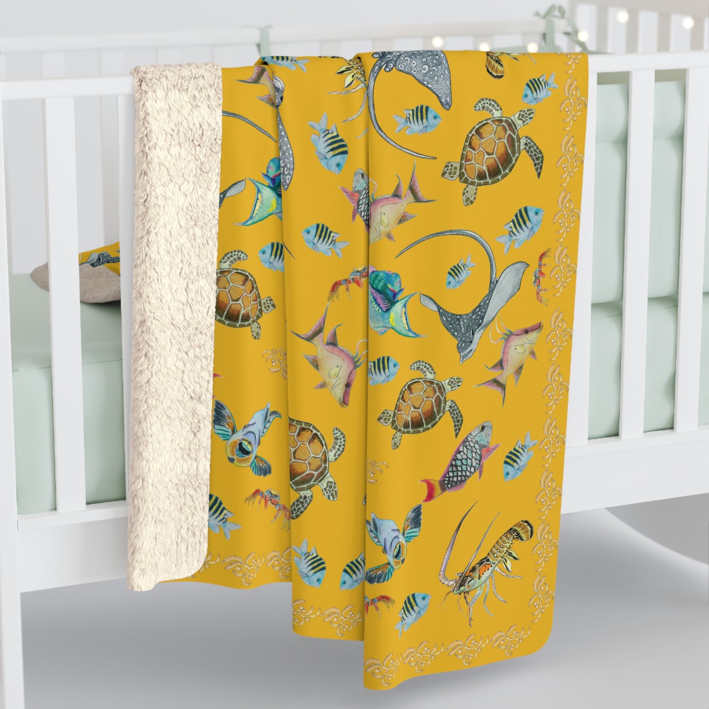 Sargasso Sea - Sherpa Fleece Blanket - Mango