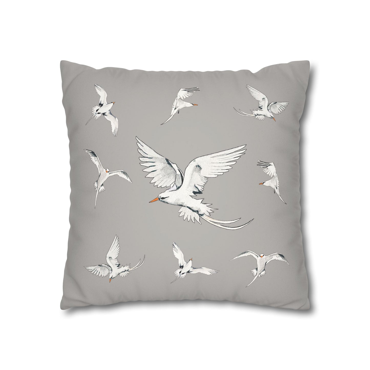 Longtails - Faux Suede Square Pillow Case - Light Grey