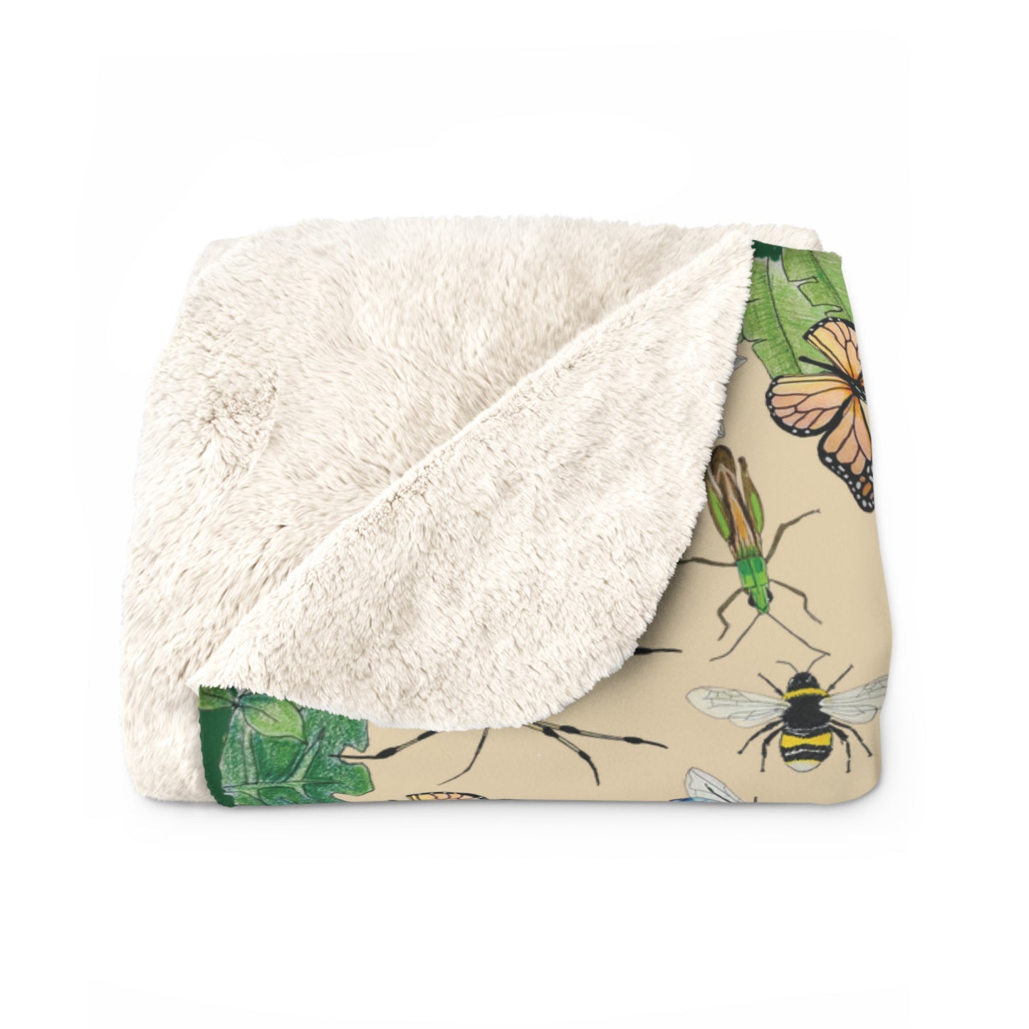 Garden Life - Sherpa Fleece Blanket - Beige